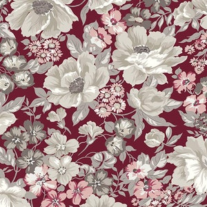 Riley Blake Heartfelt Fabric, C13490 Ruby, Gerri Robinson, Floral Flowers, 100% Cotton, #2321