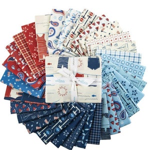 American Beauty Floral Fat Quarter Bundle 22 Pre-cut Fat Quarters 18 X 22  Cotton Fabric by Maywood Studio Red, White and Blue 