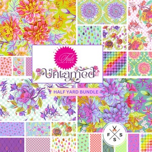 PRE-ORDER, Tula Pink Untamed Half Yard Fabric Bundle, 24 Pieces, Floral Fabric Free Spirit HALFYARDUNTAMED, October 2024 Release