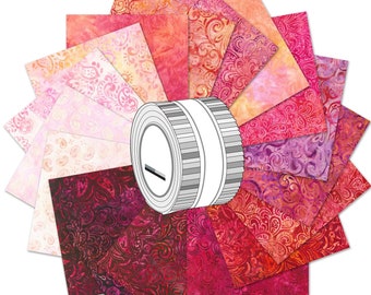 Rouge Batiks Roll Up 2.5" Fabric Strips, Lunn Studios for Robert Kaufman Fabric, Jelly Roll, RU-1220-40, J12