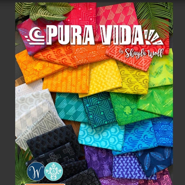 Pura Vida Batiks Fat Quarter Bundle by Sahyla Wolf for Windham Anthology Fabrics, 32 Piece Cotton Fabric, F04