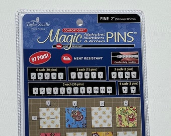 Magic Alphabet Numbers & Arrows Pins 97 Pins Quilting Pins 220238
