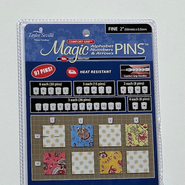 Magic Alphabet Numbers & Arrows Pins 97 Pins Quilting Pins 220238