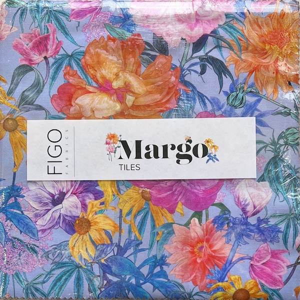 Figo Fabrics Margo 10" Fabric Squares Layer Cake by Adriana Picker, Floral fruit 100% Cotton, B24