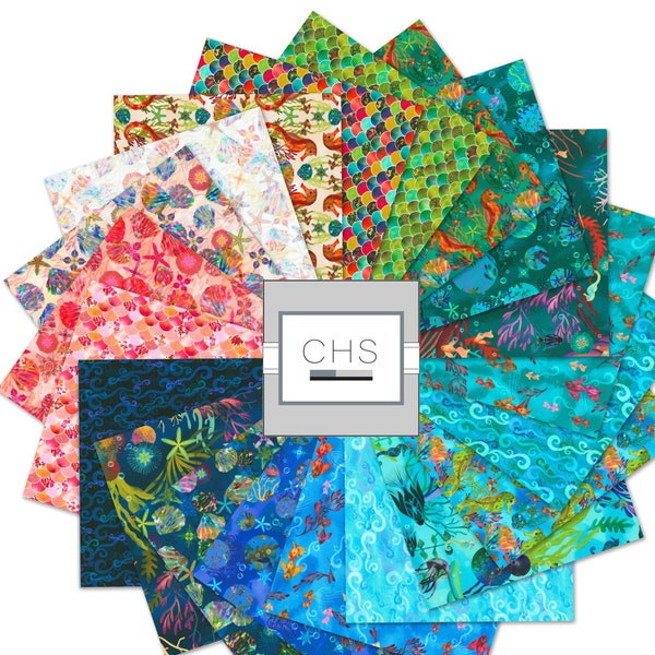 Oceanica 5" Charm Squares, Christiane Marques, Robert Kaufman Fabric, Ocean Fish, Fabric Squares, CHS-1213-42, SQ40