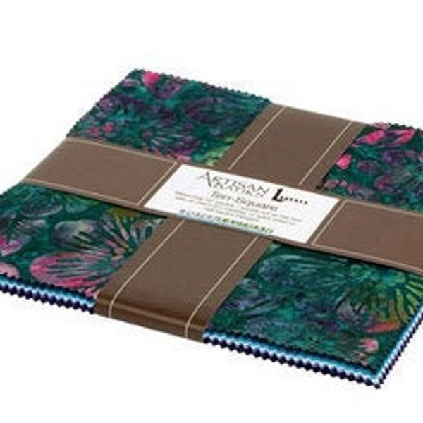 Lively Garden Batiks, 10" Squares, Robert Kaufman Fabric, Precut Fabric Quilting Cotton, Lunn Studios, TEN-804-42, B05