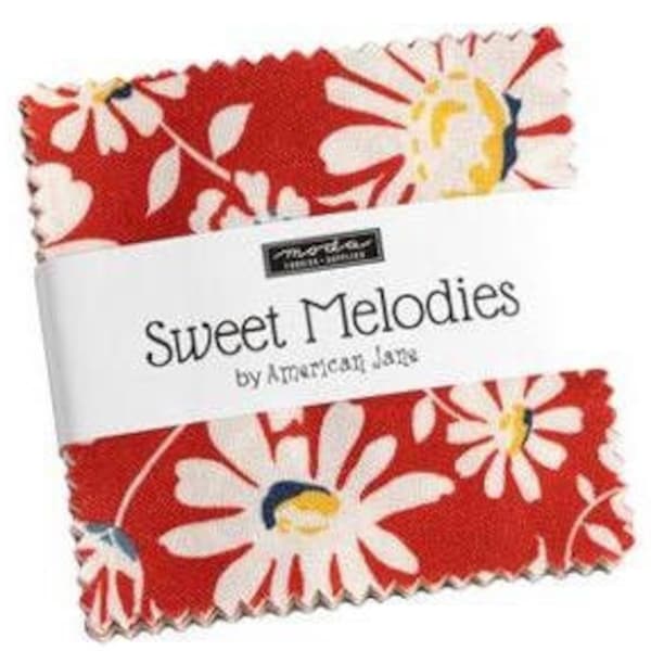 Moda Sweet Melodies Fabric MINI Charm Pack, Fabric Squares, American Jane Fabric, Floral, 21810MC, SQ13