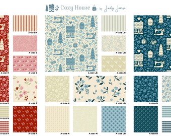 PRE-ORDER Cozy House 5" Fabric Squares Charm Pack by Judi Jarvi for Andover Fabrics, October 2024 Release