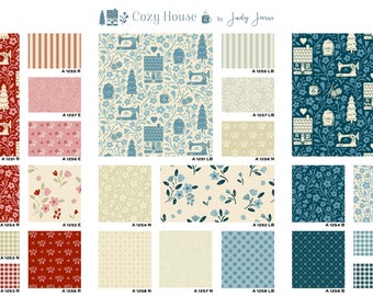 PRE-ORDER Cozy House 10" Fabric Squares Charm Pack by Judi Javi for Andover Fabrics, October 2024 Release