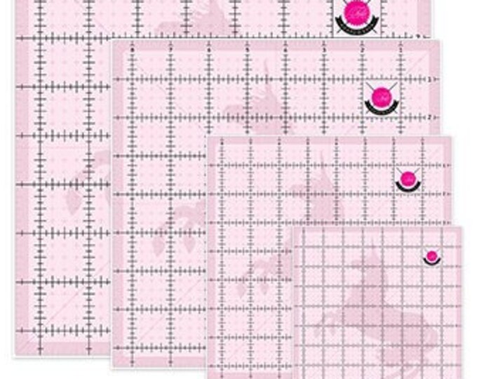 Pink Ruler Print Paper Tula Pink Ruler Square Template Set 4 Piece With Unicorn, Pinkerville ...