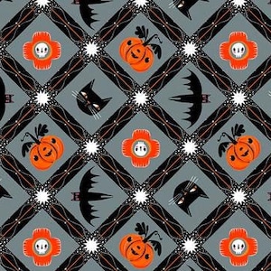 Witchy Ways Witchy Friends Stone PWCD147, Cori Dantini for Free Spirit Fabric, Halloween Pumpkins, 100% Cotton, FS902