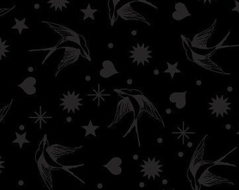 Tula Pink Linework Fairy Flakes Fabric, PWTP157 Ink, Free Spirit Quilting Fabrics, Fabric by Half Yard Increments, 100% Cotton, #1050