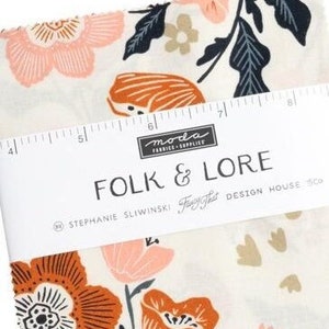 PRE-ORDER, Moda Folk Lore Fabric Charm Pack 5" Fabric Squares, Owls Floral, 45600PP, July 2024 Release