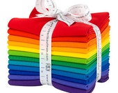 Kona Cotton Solids - Bright Rainbow, Fat Quarter Bundle, 12pc, Robert Kaufman Fabric, Precut Fabric Quilting Cotton, FQ-1383-12, F03