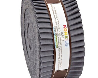 Robert Kaufman Kona Cotton Solids - Coal Roll Up, Fabric Strips, Quilting Cotton, Jelly Roll, RU-317-40, J07