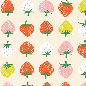 Strawberries & Friends Yogurt Kim Blue - Kimberly Kight - PER QUARTER METRE Strawberries & Friends Yogurt Kim Blue - Kimberly Kight - PER QUARTER METRE