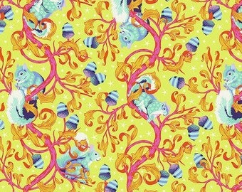 Tula Pink Tiny Beasts, Oh Nuts!, PWTP179 Glow, Free Spirit Fabric, Quilting Cotton