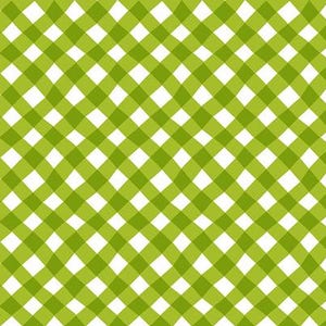 May include: A fabric with a repeating pattern of lime green and white intersecting diagonal lines, creating a gingham or plaid design. The pattern is slightly wavy, giving it a soft, textured appearance. The fabric is suitable for various sewing projects.