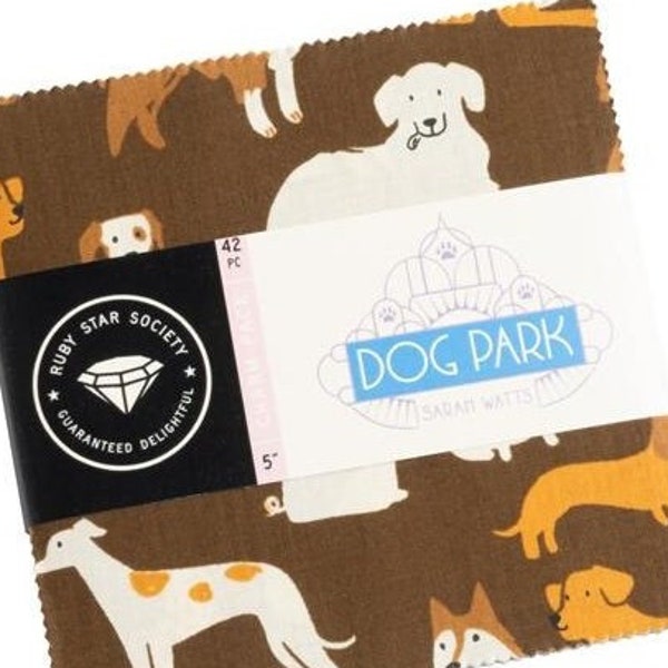 PRE-ORDER, Sarah Watts Dog Park Charm Pack, 5" Fabric Squares, Ruby Star Society, Moda Fabric, Dachshund, RS2093PP, May 2024 Release