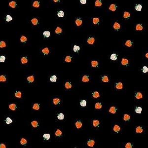 Kimberly Kight Strawberry Black RS3086-13, Ruby Star Society, Moda Fabric, Retro Kitsch, 100% Cotton Fabric