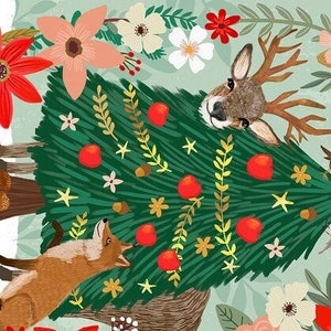 Esprit de Noël pin de Noël PWMC068, tissu Mia Charro pour esprit libre, chevreuil des fêtes, 100 % coton, # 2857