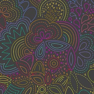 Alison Glass Color Wheel Rainbow Stitched Night A-1446-K, Andover Fabric, 100% Cotton Fabric, #1027-J