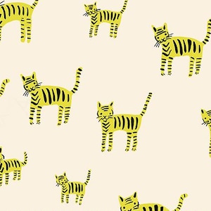 Alexia Abegg Catnap Citron RS4132-11, Ruby Star Society, Moda Fabric, Tiger Stripes, 100% Cotton Fabric