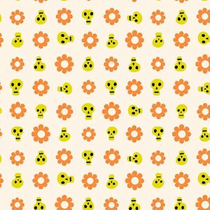 Good Spirits Natural RS5141-11, Ruby Star Society, Moda Fabrics, Halloween Skulls Flowers, 100% Cotton, #2918