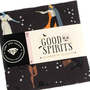 PRE-ORDER, Good Spirits Charm Pack 5" Squares, Ruby Star Society, Moda Fabric, Halloween Ghosts Cats, RS5135PP, July 2024 Release