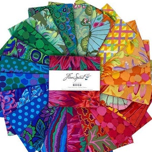 Kaffe Fassett Classics Plus Rainbow, 5" Charm Pack, Fabric Squares, Free Spirit Fabric, FB6CPGP.RAINBOW, SQ126