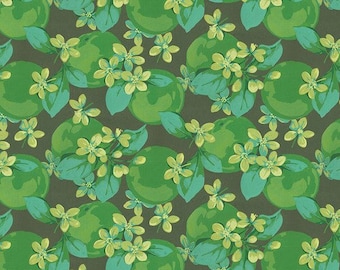 Martha Negley Nation of Flowers Orange Blossom Green PWMN050, Free Spirit Fabric, Floral, 100% Cotton Fabric, #FS866