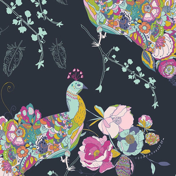 Bari J. Fabric, Peacock Waltz, PEP-58209 Gala, Art Gallery, 100% Cotton, #AG07