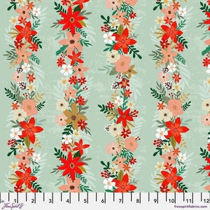 Christmas Spirit Christmas Delight, PWMC070 Sage, Mia Charro for Free Spirit Fabric, Holiday Floral, 100% Cotton, #2859