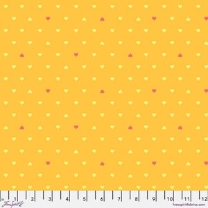 Tula Pink Besties Unconditional Love PWTP221 Buttercup, Free Spirit Fabric, Hearts Love, 100% Cotton, #FS648