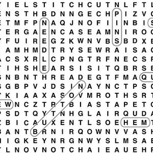 Sew Strong Sewing Word Search, CD2596 White, Spool Hardy, Text Words, 100% Cotton, #2489