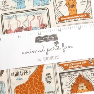 PRE-ORDER, Moda Animal Park Fun Charm Pack, 5&quot; Fabric Squares, Stacy Iest Hsu Fabric, Child Novelty Baby, 20960PP, January 2026 Release