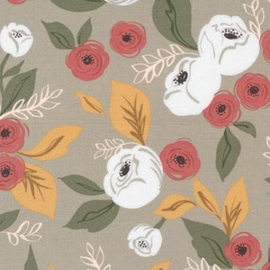 Moda Flower Pot, 5160-14 Taupe, Lella Boutique Fabric, Floral Flowers, 100% Cotton Quilting Fabric, #2310