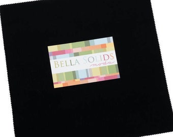 Moda Bella Solids Black 10" Layer Cake Fabric Squares 9900LC-99, B22