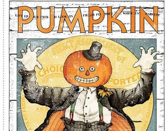 J Wecker Frisch Pumpkin Patch Pumpkin Poster Panel, PD14570, Riley Blake Fabric, 100% Cotton, #2767