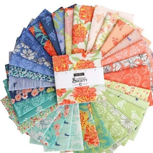 Moda Garden Society 5" Charm Pack Fabric Squares by Crystal Manning, Floral Flowers Precut Quilting Cotton 11890PP, SQ38