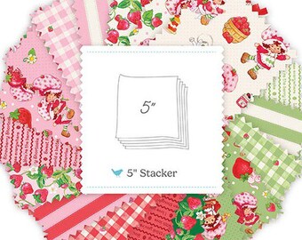 PRE-ORDER, Riley Blake The World of Strawberry Shortcake 5" Stacker, Fabric Squares, Charm Pack, 5-18560-42, November 2026 Release