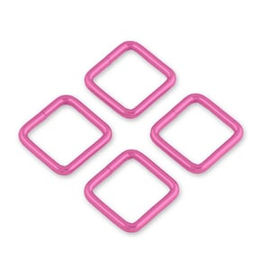 May include: Four pink metal rings arranged in a diamond shape.
