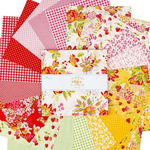 Picnic Florals 10" Stacker, Riley Blake Fabric, Strawberry Floral, Charm Pack, 10-14610-42, B23