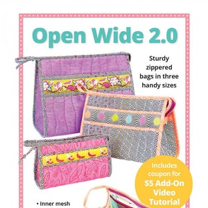By Annie Open Wide 2.0 Pattern, Handy Zippered Bags Pattern, Modern Bag Pattern, Modern Quilting Pattern, PBA 2462