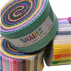 Shades - Rainbow Jelly Roll, 2.5" Fabric Strips, Clothworks Fabric, Precut Fabric Quilting Cotton, ST0219, J02