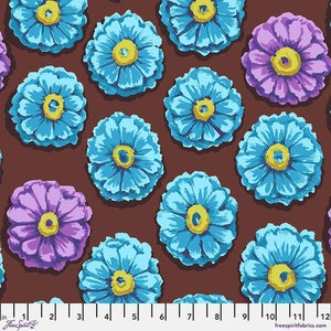 Kaffe Fassett Collective, Zinnia, PWGP031 Aqua, 85 & Fabulous, Free Spirit Fabric, 100% Cotton, #KC625