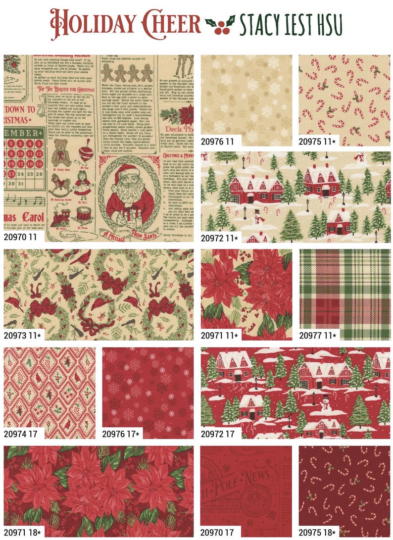 Moda Holiday Cheer Fat Quarter Bundle, 29pc, Stacy Iest Hsu Fabric ...