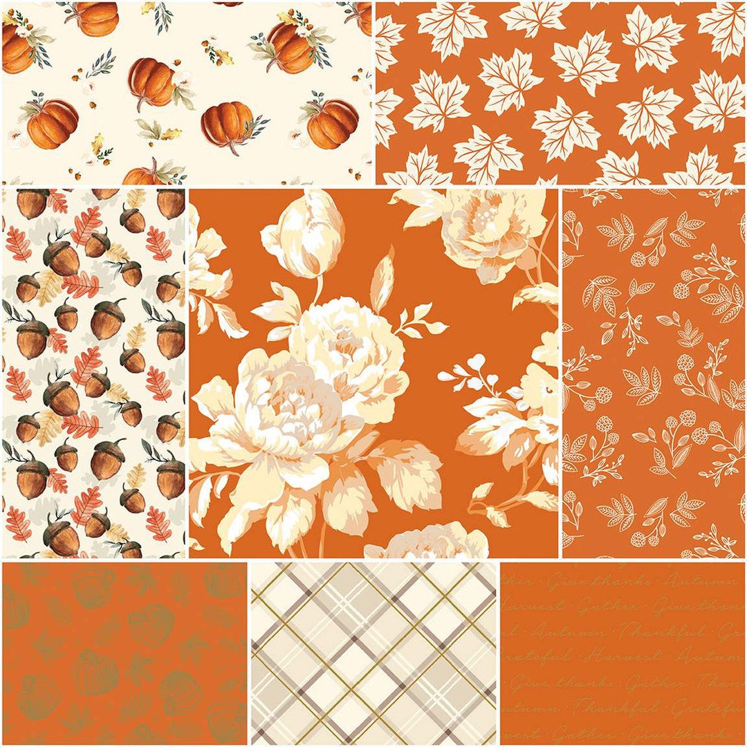 Riley Blake Shades of Autumn Fabric - Orange, 1 Yard Bundle, 8pc, Fall ...