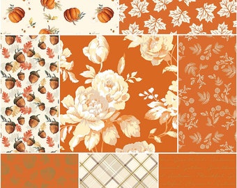 Riley Blake Shades of Autumn Fabric - Orange, 1 Yard Bundle, 8pc, Fall Autumn, 1YD-13470O-8, BIN2