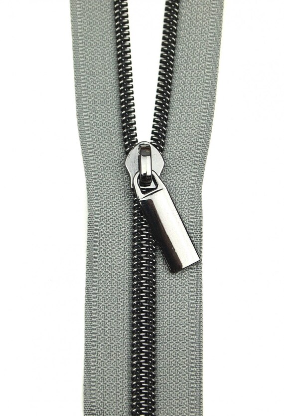 Grey #5 Nylon Antique Coil Zippers: 3 Yards with 9 Pulls Grey #5 Nylon Antique Coil Zippers: 3 Yards with 9 Pulls